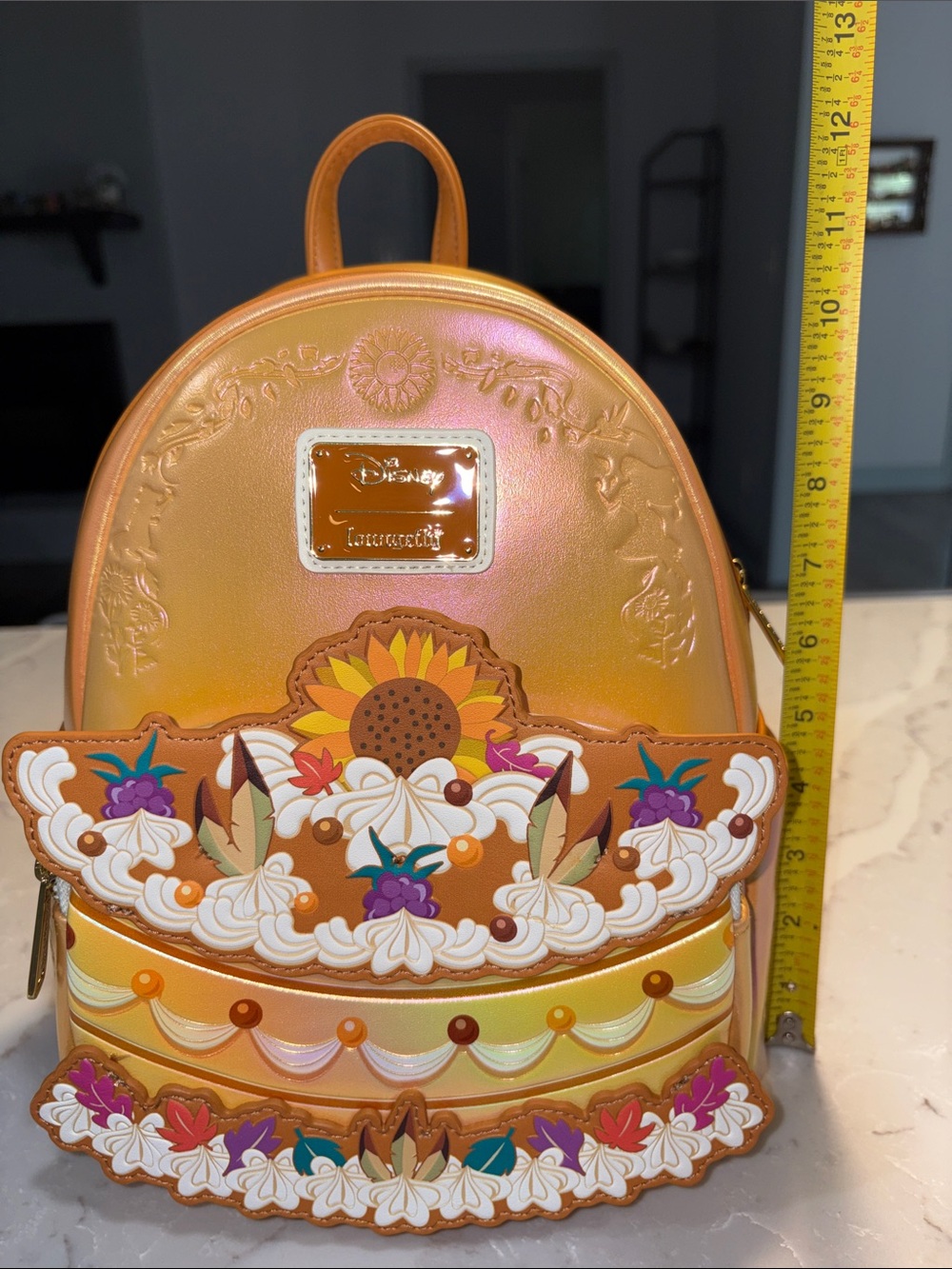 Loungefly Pocahontas Iridescent Orange Sunflower Cake Backpack - Picture 7 of 7